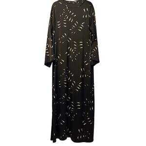 Uniqlo Hana Tajima Black White Printed Long Sleeve Maxi Dress Women's size L